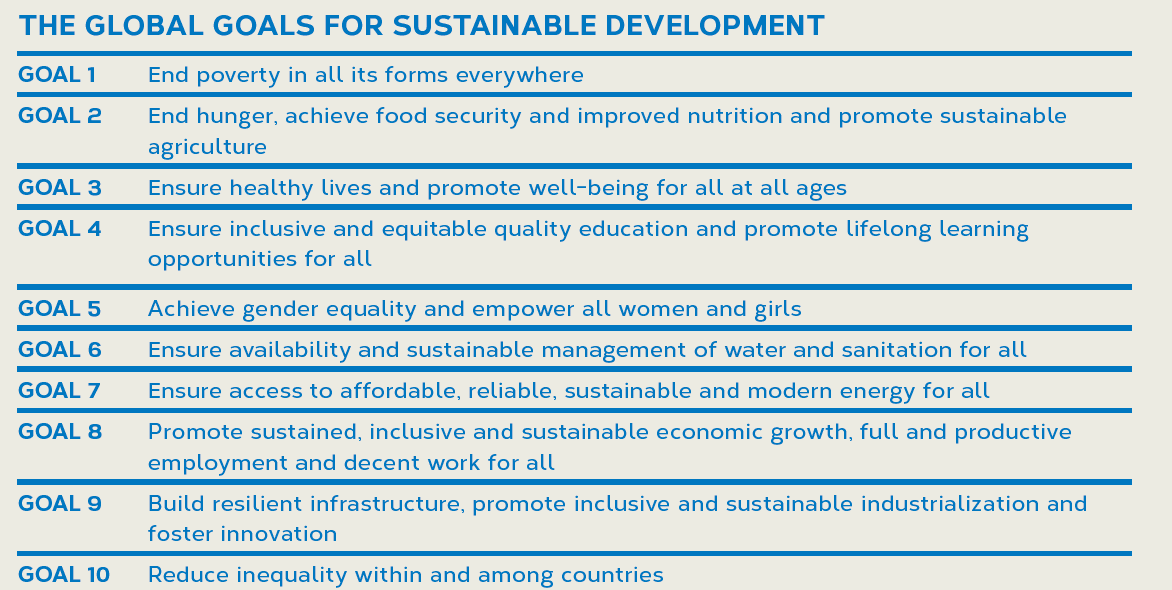 Figure 3: The global goals for sustainable development (Nelson, 2015)