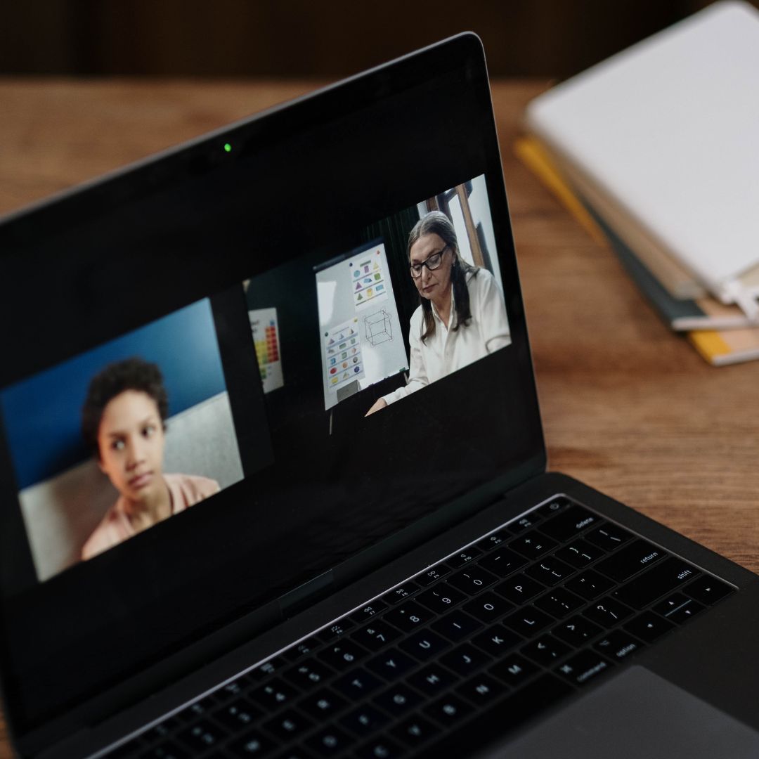 Two people talking in a video call